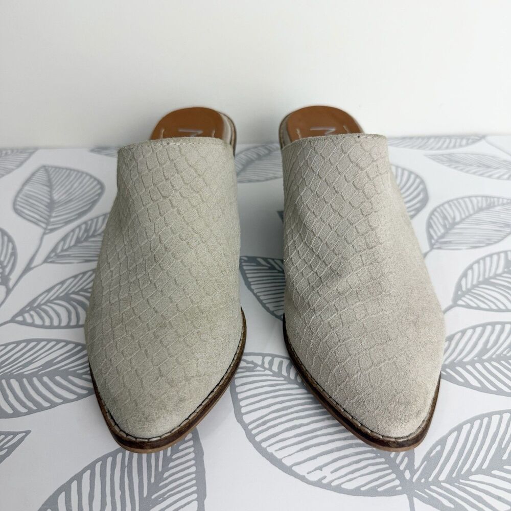 Musse And Cloud Helen Mules Booties Ivory Light Gray Leather Block Heel Women 7 - Picture 5 of 11